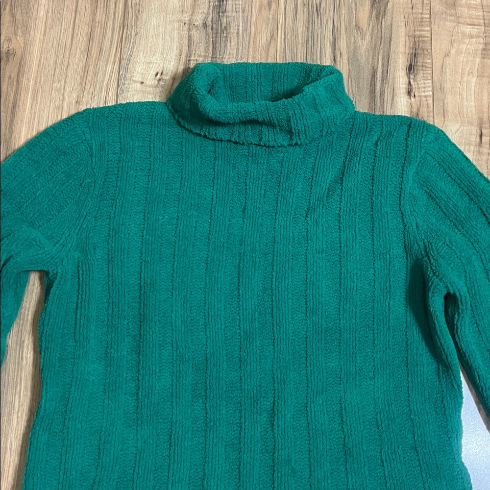 Vintage Basic Editions Ribbed Green Turtleneck Sw… - image 2